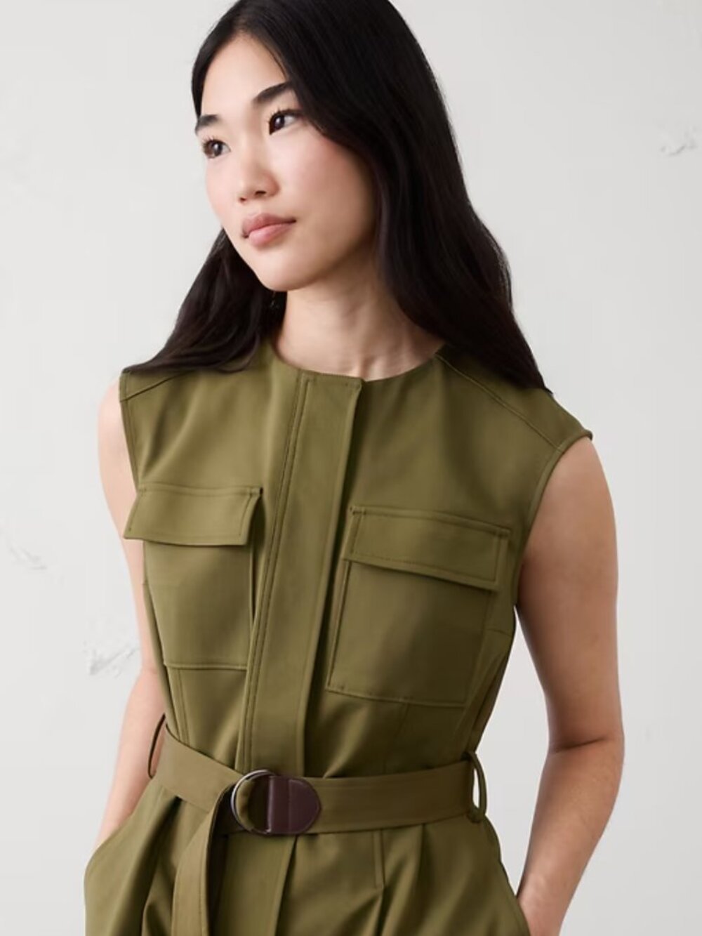 Banana Republic Utility Sateen Jumpsuit, Black 10 - Picture 2 of 9